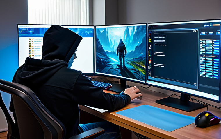A young adult male gamer, fully clothed in a modest hoodie and jeans, intensely focused on a large, high-resolution monitor displaying a vibrant fantasy role-playing game. The screen shows dynamic action with no visible lag, conveying smooth, uninterrupted gameplay. He is seated at a modern gaming desk with a high-end keyboard and mouse, surrounded by subtle, cool LED lighting. The room is tidy and well-lit. Natural pose, perfect anatomy, correct proportions, well-formed hands, proper finger count, natural body proportions. Safe for work, appropriate content, fully clothed, family-friendly, professional photography, high quality.