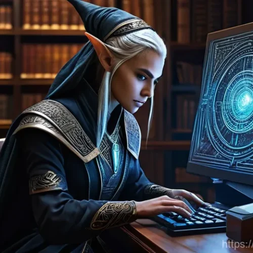 Home 9 리니지2 공식 포럼 이용법 - **Prompt 1: Navigating the Labyrinth of Knowledge**
A highly detailed illustration of a female D...